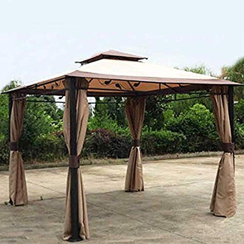 BAKAJI Gazebo da Giardino 3 x 4 mt con Struttura Tubolare in Metallo con Tende Teli in Tessuto pvc Antipioggia Impermeabile Antivento e Zanzariere Colore Moka Arredo Giardino Terrazzo Esterno