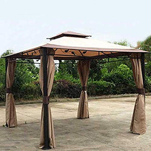 BAKAJI Gazebo da Giardino 3 x 4 mt con Struttura Tubolare in Metallo con Tende Teli in Tessuto pvc Antipioggia Impermeabile Antivento e Zanzariere Colore Moka Arredo Giardino Terrazzo Esterno