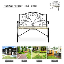 Outsunny Panchina da Giardino in Ferro, Panca da Esterno in Stile Vintage 2 Posti, 100x 50x88cm, Nero
