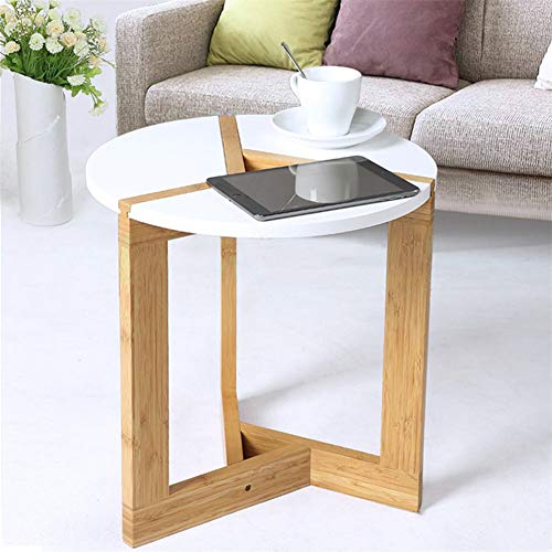 Wisfor Moderno Tavolino Bianco, Tavolino Rotondo da caffè Elegante Chic in Legno, per Soggiorno Balcone Camera da Letto Hotel, 40 x 41 cm