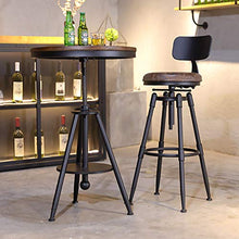 Sgabello da bar industriale retrò con schienale, sgabello girevole regolabile in altezza, sgabello in ghisa, sgabello rustico, sedia da pranzo da cucina, sedile in pelle PU, gambe in metallo nero