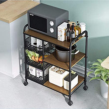 ChangDe Quattro Ruote Portatile Strumento di archiviazione Carrello Carrello da Cucina Bagno Ristorante Acciaio al Carbonio Carrello in Legno di Noce 2 Colori 73X35X85CM Utility Cart (Color : Brown)