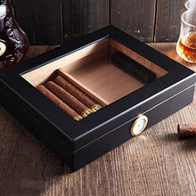 6 Sigari Humidor Dispositivo Di Raffreddamento Portatile Legno Di Cedro Cigar Idratante Governo Prospettiva Tetto Apribile Due Aree Di Stoccaggio Igrometro Esterno