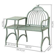 Sedia a sdraio da giardino con panchina da terrazza, Sedile retrò in ferro battuto con decoro da giardino, Panca da cortile con braccioli / schienale / tavolino, Impermeabile, inossidabile e facile