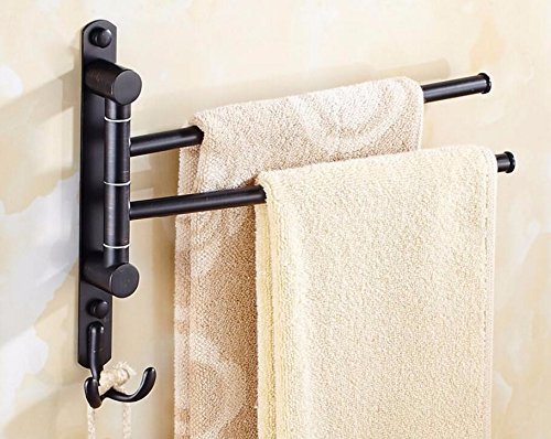 MBYW Portasciugamani Alto carico Portasciugamani da Bagno Porta Asciugamani, Acciaio Inossidabile, Montaggio a Parete, portaoggetti per Bagno, 2 aste rotanti, con Ganci 31 * 24,5 cm