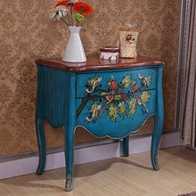 Cassettiera Dipinto di Vecchio Stile a Mano in Legno Comodino cassetti Tabella Comodino gabinetto Cassettiera Camera da Letto per Camera da Letto Soggiorno (Color : Blue, Size : 69x37x80CM)