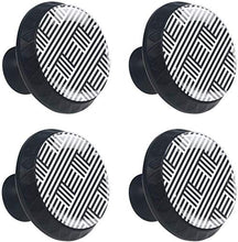 Strisce bianche nere geometriche Pomelli per Porta Set di 4 Pomelli per Mobili Manopole per Cassetti Cucina Armadio Vetro