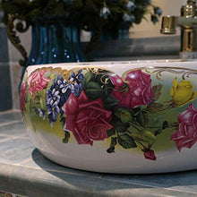 Jgophu Lavabo in porcellana con motivo a rose
