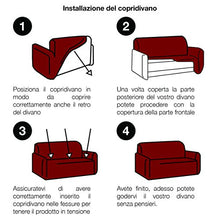 Copridivano Italiano 2 Pezzi ANTIMACCHIA (copridivano + copricuscino) bielastico Elastico 1P 2P 3P 4P - Made in Italy (Bordeaux, Cuscino 4 Posti)