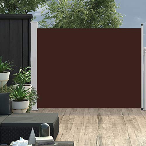Tidyard Tenda Laterale Retrattile per Patio 140x500 cm Marrone, Tenda Paravento per Esterno, Protezione da Sole da Giardino 140 x 0-500 cm