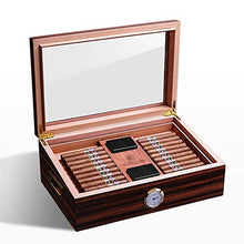 FxsD Cigar Box, Piano Dipinta Texture Trasparente Glass Window, Professionale Insect-Proof Melanzana, Legno di Cedro, Sigaro umidificatore, con igrometro e umidificatore ## (Color : A)