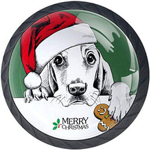 Cane di buon Natale con Red Hat Paint Green White Pomelli per Porta Set di 4 Pomelli per Mobili Manopole per Cassetti Cucina Armadio Vetro