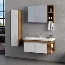 Homemania SNA-1384 Set Mobili Siena 100 da Bagno, Bianco, Legno, in MDF, Ceramica, Specchio, Metallo