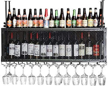 Classico Parete industriale montato Loft metallo di rettangolo bottiglia di vino |CALICE Rack Hanging bagagli mensola contatore Cup Holder 8 ~ 36 del calice del vino rack regolabile in altezza 30 ~ 60