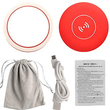 Specchio Cosmetico con Specchio per Trucco da 4 Pollici con Luci, Specchio Cosmetico Professionale da Viaggio, Specchio Tascabile Multifunzione con Base di Ricarica Wireless per iOS E Andriod P (Red)
