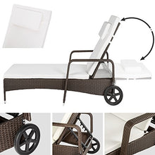 TecTake Lettino Poly Rattan ARREDO Esterno Giardino Sdraio Prendisole Divano Sedia Marrone - Disponibile in Diversi Colori - (Antico | No. 402112)