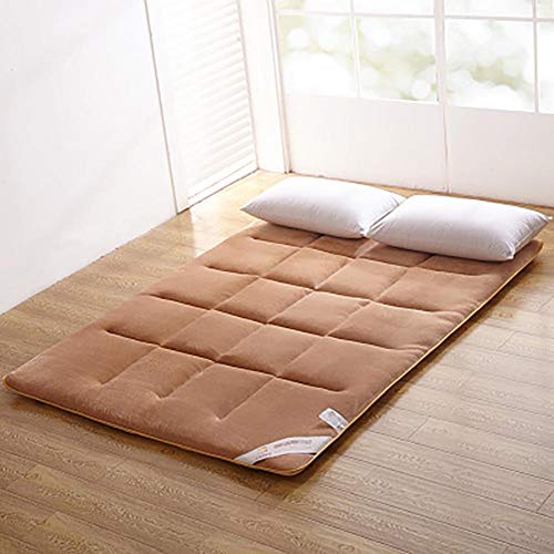 ZAIPP Flanella Giapponese Stuoiaerasso A Pavimento Stuoiaerasso Futon Addensare Pieghevole Roll Up Tatami Sleeping Pad,Giapponese Letto Stuoia Marrone Chiaro 120x200cm(47x79inch)