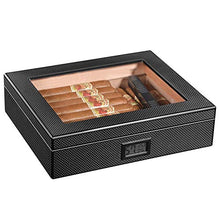 ZYING Classic Cigar Box con Digital igrometro e umidificatore di Vetro Top Cigar Cabinet Contiene 25 Sigarette Humidor