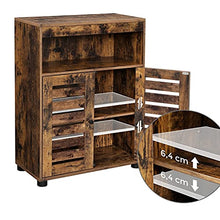 VASAGLE Armadietto da Bagno, Mobiletto Multiuso, Credenza a 4 Ripiani, Stile Rustico Chic, 60 x 30 x 80 cm, con Ante a Persiana, Scomparti, Ripiano Regolabile, Marrone Vintage BBK44BX