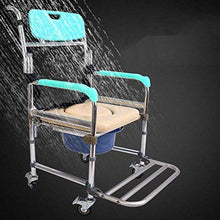 Comò in Alluminio da Comodino con Sedia da Doccia E Sedile Imbottito, Sedia da Toilette da Trasporto Mobile Sedia A Rotelle Medica A
