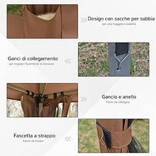 Outsunny Gazebo da Giardino Pieghevole con Zanzariera, Struttura Esagonale Acciaio e Poliestere, 3.6x3.6x2.6m Marrone
