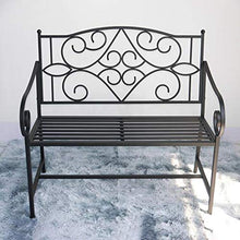 Panchina da Terrazza Parco Panche per Tempo Libero All'aperto, Panca da Giardino in Ghisa Resistente alle Intemperie Antiruggine, Panca 2 Posti con Schienale e Braccioli, Panchina Decorativa Retrò
