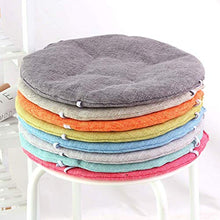 Mobili Comodo Cuscino per Sedile Morbido,Cuscino Rotondo in Lino,Cuscino per Sedile in Tinta Unita Antiscivolo,Cuscino per Sedia Cuscino per Sedia da Pranzo con Lacci Blu Lago D50cm(20 Pollici)
