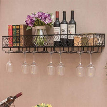 Mensola a muro in stile europeo Portabottiglie da soffitto in ferro metallico Portabottiglie per vino Portabottiglie e bicchieri da vino Portabottiglie Porta calici - Nero (Dimensioni: L120 * L25cm)