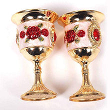 Wine Rack Set di 2 Retro Metallo 3D Wine Glass Rose Pattern Design Party Stile Europeo Bar Wine Glass Craft Decorazione Domestica,Rosso