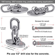 1100KG Capacità Acciaio inossidabile 360° Ruote gancio appendiabiti, gancio soffitto, gancio altalena con bullone per calcestruzzo Set di legno Parco giochi per bambini Outdoor Seat Trapeze Yoga, GYM