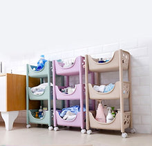 &ripiano di stoccaggio Mensola del bagno Salone Cucina Rack di stoccaggio Toilet Rack Shelf Lavabo Ripiano Scaffale di finitura (Color : Khaki, Size : Three layers)