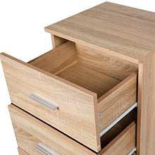 BAKAJI Mobile Cassettiera Mobiletto 5 Cassetti in Legno MDF Pomelli in Metallo Design Moderno Arredamento Casa Camera da Letto Dimensione 35 x 41 x 108 cm (Quercia)