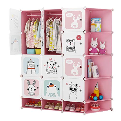 Locker Armadio Shoes-Bit 2-Hanging Archivi Rimovibili di Plastica 12-Porta 8-Gitter Angolo Scaffali Abbigliamento Home Camera Rosa 147X37X165CM MUMUJIN