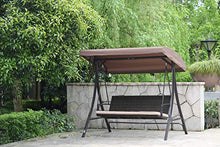 Angel Living Dondolo da giardino, Altalena a 3 posti in rattan per patio, il tetto può impedire schizzi d'acqua inclinazione regolabile, Altalena 193x117x173 cm con cuscino