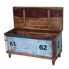 ETNIC ART Etnicart - Cassapanca industrial base celeste-103x54x43-LEGNO MASSELLO