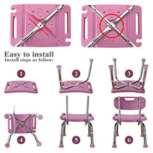 Sgabello da bagno medico Anziani Bambini incinti Disabili Cassaforte Anti-caduta Vasca da bagno Doccia Schienale Sedia Panca da campeggio Seggiolino Ottomano-Sedia rosa