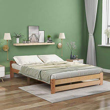 Keebgyy Letto in legno massiccio con testiera e rete a doghe, naturale (200 x 140 cm)