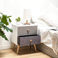 Comodino nordico con 2 cassetti, comodino laterale in truciolato, comodino con cassetto in tessuto, gambe in legno massiccio, armadietti per camera da letto, soggiorno, tavolino facile da montare.