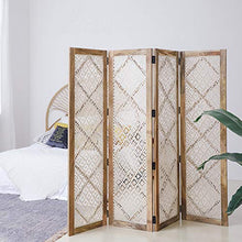 Room Screen Even Divisorio per Soggiorno Mobile con Schermo Pieghevole in Pizzo Intrecciato Naturale, Privacy con Schermo Pieghevole Diamond Diamond, Parete divisoria a 4 Pannelli