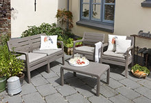 Keter Delano Lounge Set, Set Mobili da Giardino con Divano 2 Posti 2 Poltrone e Tavolino, Cappuccino