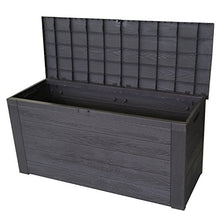 Baule da giardino in finto legno grigio antracite 300L / 120x58x46cm cassapanca per cuscino mobili da giardino