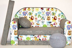 Pro Cosmo, A5, Divano Letto con Pouf/poggiapiedi/Cuscino, in Tessuto, Multicolore, 168 x 98 x 60 cm, per Bambini