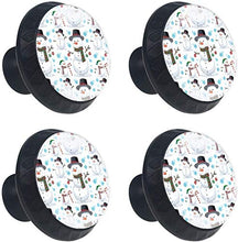 Christmas Snowmen Pattern Blue Snowflake Merry Xmas Pomelli per Porta Set di 4 Pomelli per Mobili Manopole per Cassetti Cucina Armadio Vetro