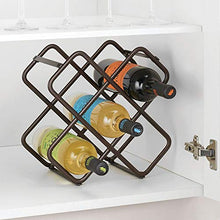 mDesign Set da 2 Portabottiglie in metallo – Bellissimo scaffale per bottiglie di vino per 10 bottiglie in totale – Organizer in metallo da appoggio per bottiglie di vino e altro – bronzo
