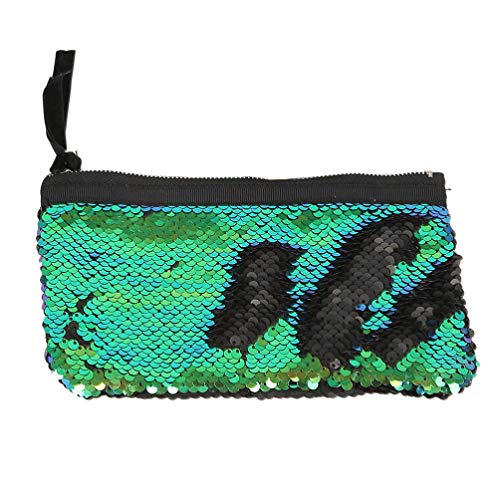 EXCEART Borsa con Paillettes Glitter Borsa Cerniera Portamonete Mini Cambio Borsa Custodia Penna Matita Contenitore per Donna Donna Ragazza Regalo di Compleanno (Verde)