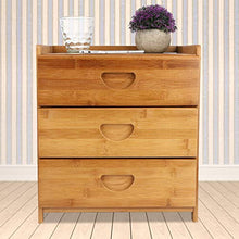 Cikonielf - Comodino in bambù, tavolino con 3 cassetti, per soggiorno, camera da letto, stile industriale, 36 x 31 x 40 cm