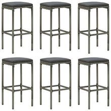 vidaXL Set da Bar da Giardino 7 pz con Cuscini in Polyrattan Grigio