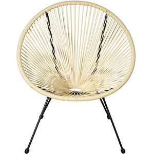TecTake 800730 Set di 2 Sedie Acapulco con Tavolo, Poltrone da Relax, Robusto Telaio in Acciaio, Stile retrò, Outdoor Giardino Terrace -Disponibile in Diversi Colori (Beige | No. 403310)