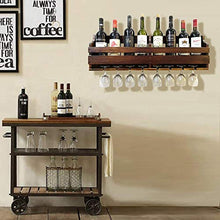 JPVGIA Legno for Il Vino Rack, Bicchiere da Vino e Bottiglia di Vino Display Rack, Legno di Pino, Muro Mounte, 8 Bottiglia 8 Long STEM Supporto di Vetro (Charcoal Noce a Colori, 8 Bottiglia = 80 cm)