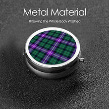 Wilson's Tartan - Mini portapillole in metallo rotondo con dispenser per pillole per borsa da tasca, borsa da viaggio